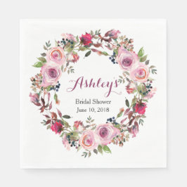 パープルピンクローズリースブライダルシャワー スタンダードランチョンナプキン