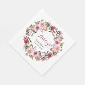 パープルピンクローズリースブライダルシャワー スタンダードランチョンナプキン (角)