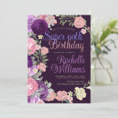 パープルピンクローズ スーパー60歳誕生日パーティー 招待状 (スタンド正面)