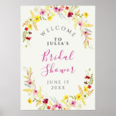 パープルピンクワイルドオーキッドフラワーズブライダルシャワー ポスター (正面)