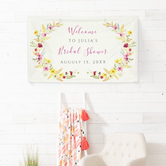 パープルピンクワイルドオーキッドフラワーズブライダルシャワー 横断幕 (インサイチュ)