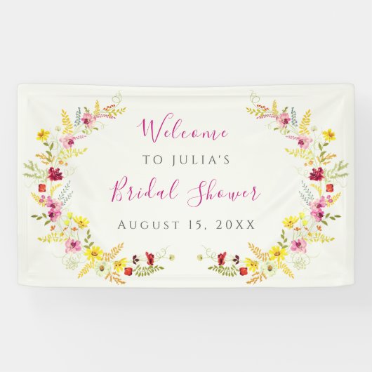 パープルピンクワイルドオーキッドフラワーズブライダルシャワー 横断幕 (横)