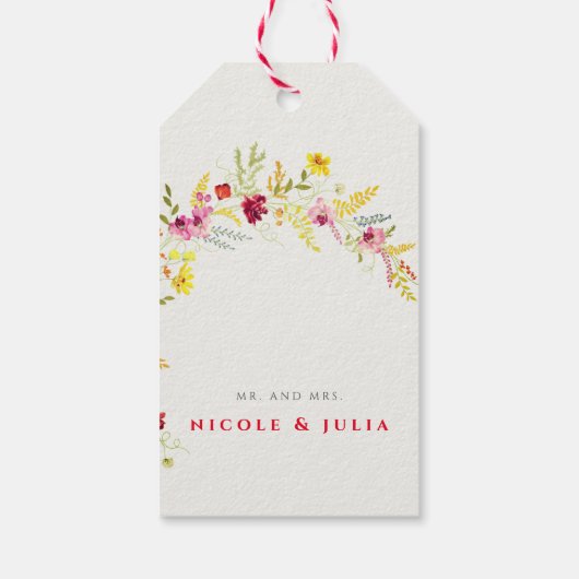 パープルピンクワイルドオーキッドフラワーズリース結婚ズ ギフトタグ (裏面)