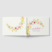 パープルピンクワイルドオーキッドフラワーズリース結婚ズ ゲストブック (全面)