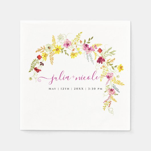 パープルピンクワイルドオーキッドフラワーズリース結婚ズ スタンダードカクテルナプキン (正面)