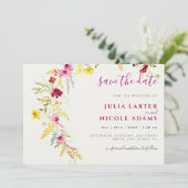 パープルピンクワイルドオーキッドフラワーズリース結婚ズ セーブザデート (スタンド正面)