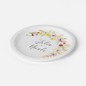 パープルピンクワイルドオーキッドフラワーズリース結婚ズ ペーパープレート (アングル)