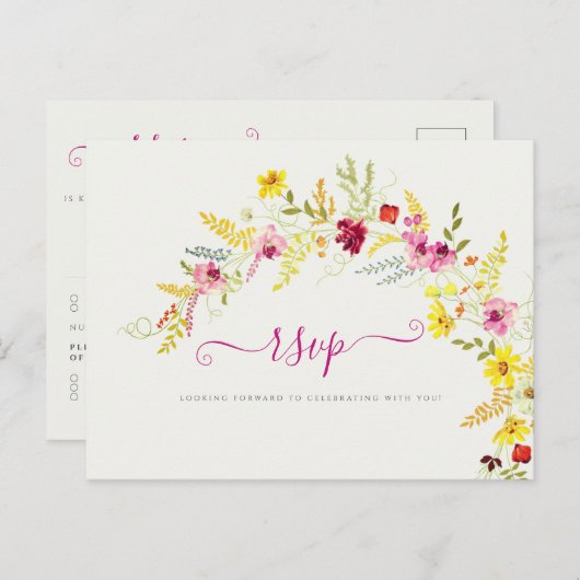 パープルピンクワイルドオーキッドフラワーズリース結婚ズ ポストカード (正面/裏面)