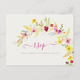 パープルピンクワイルドオーキッドフラワーズリース結婚ズ ポストカード
