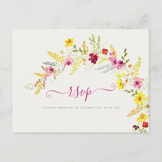 パープルピンクワイルドオーキッドフラワーズリース結婚ズ ポストカード (正面)