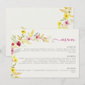 パープルピンクワイルドオーキッドフラワーズリース結婚ズ メニュー (正面/裏面)