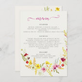 パープルピンクワイルドオーキッドフラワーズリース結婚ズ メニュー (正面/裏面)