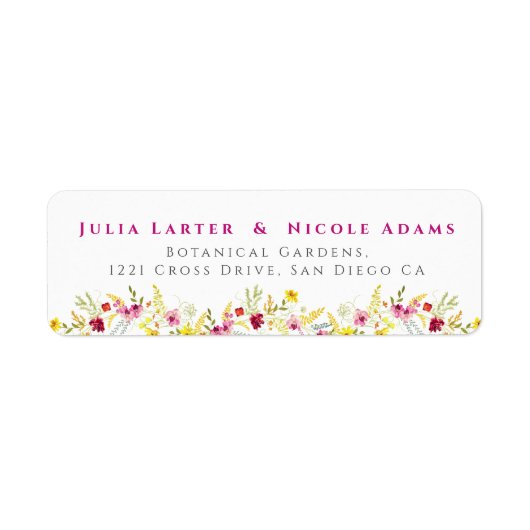 パープルピンクワイルドオーキッドフラワーズリース結婚ズ ラベル (正面)