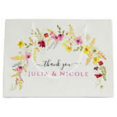 パープルピンクワイルドオーキッドフラワーズリース結婚ズ ラージペーパーバッグ (正面)