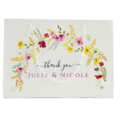 パープルピンクワイルドオーキッドフラワーズリース結婚ズ ラージペーパーバッグ (裏面)