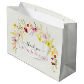 パープルピンクワイルドオーキッドフラワーズリース結婚ズ ラージペーパーバッグ (裏面アングル)