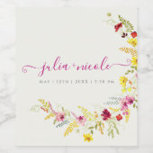 パープルピンクワイルドオーキッドフラワーズリース結婚ズ ワインラベル (シングルラベル)