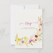 パープルピンクワイルドオーキッドフラワーズリース結婚ズ 出欠カード (裏面)