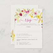 パープルピンクワイルドオーキッドフラワーズリース結婚ズ 出欠カード (正面/裏面)