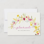 パープルピンクワイルドオーキッドフラワーズリース結婚ズ 出欠カード (裏面)