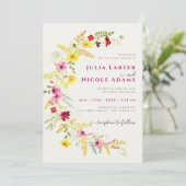 パープルピンクワイルドオーキッドフラワーズリース結婚ズ 招待状 (スタンド正面)