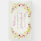 パープルピンクワイルドオーキッドフラワーズリース結婚ズ 横断幕 (縦)