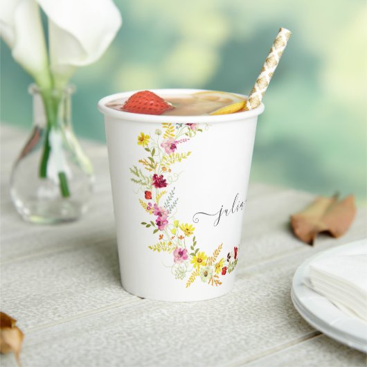 パープルピンクワイルドオーキッドフラワーズリース結婚ズ 紙コップ (インサイチュ)