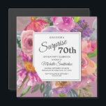 パープルピンクワイルドフラワースクエア70th誕生日パーティー マグネット招待状<br><div class="desc">紫とカラフルピンクの水の色のワイルドフラワー70th誕生日パーティーの正方形の磁気女性のための招待。カスタマイ連絡ズでも、一致する製品を要求するための私たち。</div>