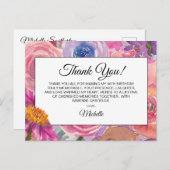 パープルピンクワイルドフラワーズ90誕生日ありがとうございました ポストカード (正面/裏面)