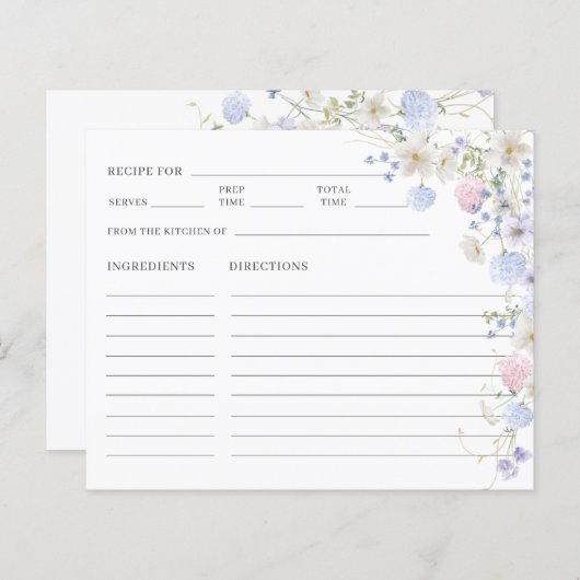 パープルピンクワイルドフラワーブライダルシャワーレシピ (正面/裏面)