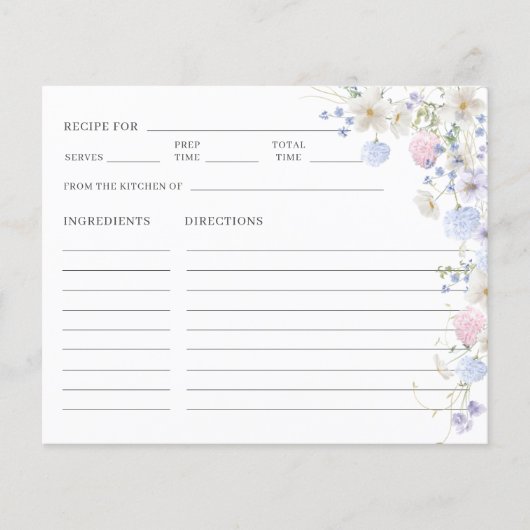 パープルピンクワイルドフラワーブライダルシャワーレシピ (正面)