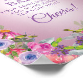 パープルピンクワイルドフラワーベビーシャワーモモモザバー ポスター (角)