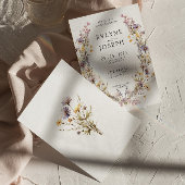 パープルピンクワイルドフラワーボホフローラ結婚リース 招待状