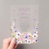 パープルピンクワイルドフラワー蝶ベビーイン開花 アクリル招待状 (インサイチュ (ポータブル))