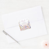 パープルピンクワイルドフラワー蝶ベビーイン開花 スクエアシール (封筒)
