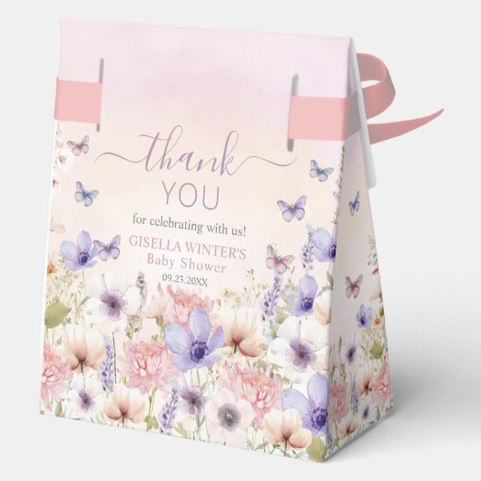 パープルピンクワイルドフラワー蝶ベビーイン開花 フェイバーボックス (裏面)