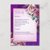 パープルピンクヴィンテージバラエレガントな結婚式 エンクロージャーカード (正面)