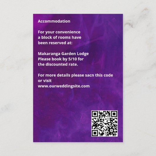 パープルピンクヴィンテージバラエレガントな結婚式 エンクロージャーカード (裏面)