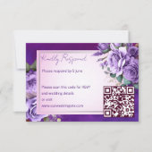 パープルピンクヴィンテージバラエレガントな結婚式 出欠カード (正面)
