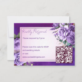 パープルピンクヴィンテージバラエレガントな結婚式 出欠カード