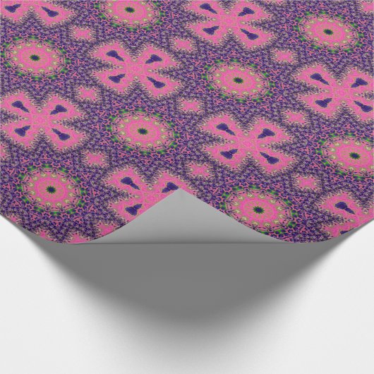 パープルピンク十字幾何学模様のギフトペーパー ラッピングペーパー (角)