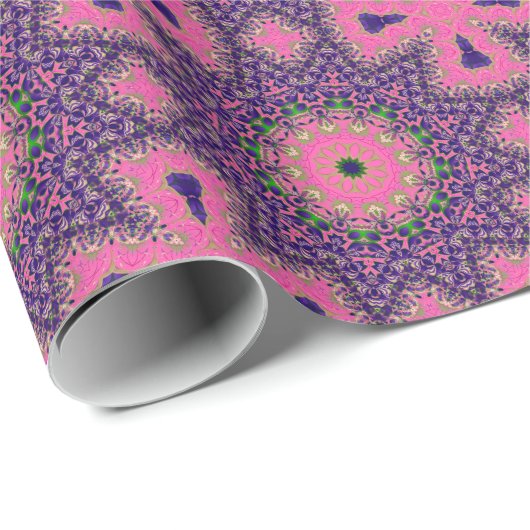 パープルピンク十字幾何学模様のギフトペーパー ラッピングペーパー (ロールコーナー)