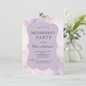 パープルピンク大理石の水彩退職パーティー 招待状 (スタンド正面)