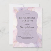 パープルピンク大理石の水彩退職パーティー 招待状 (正面)