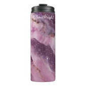 パープルピンク大理石グリッターフロー タンブラー (正面)