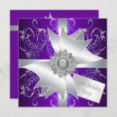 パープルピンク女性30歳の誕生日パーティー 招待状 (正面/裏面)