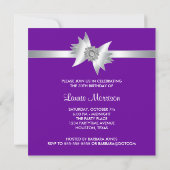 パープルピンク女性30歳の誕生日パーティー 招待状 (裏面)