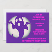 パープルピンク幽霊不気味ハロウィンゴーストパーティー 招待状 (正面)