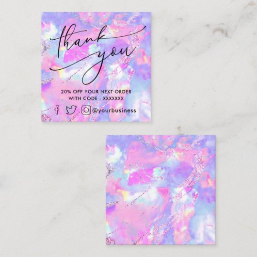 パープルピンク感謝していオペルYOU SQUARE名刺 スクエア名刺 (正面/裏面)