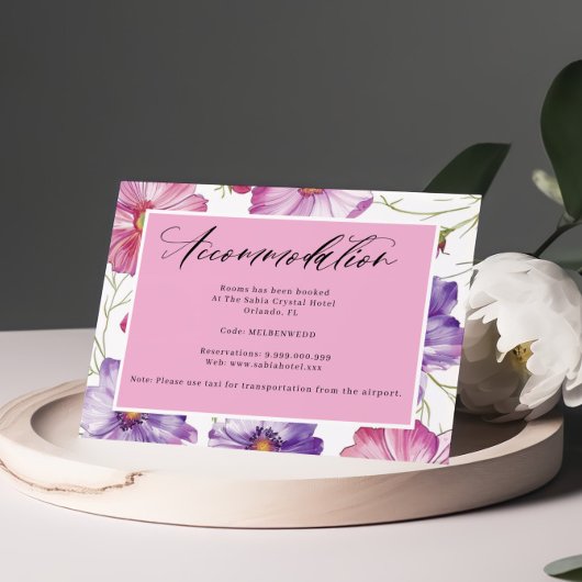パープルピンク手書きアコモデーション エンクロージャーカード
